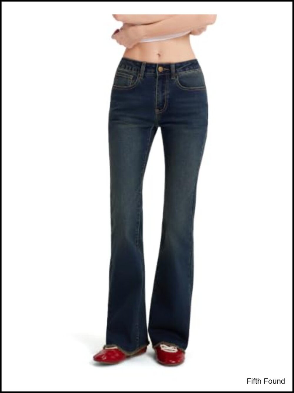 Women's Stretchy Bootcut Jeans Raw Hem Flare Low Rise Stretch Denim